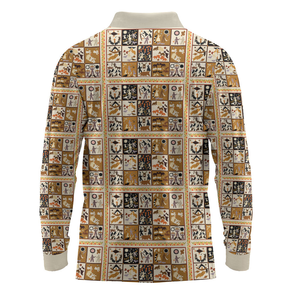 Harriet Powers 1898 Bible Quilt Long Sleeve Polo Shirt African American Folk Art
