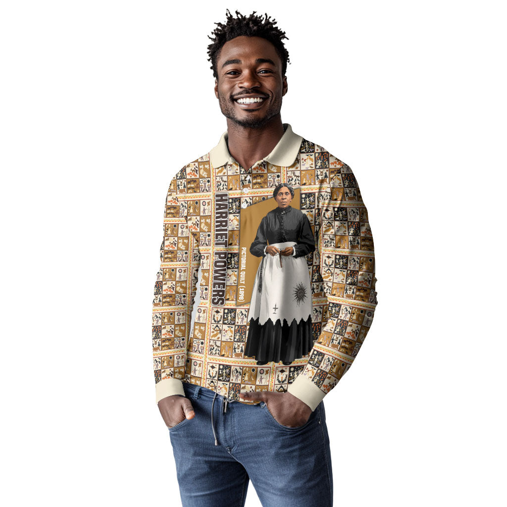 Harriet Powers 1898 Bible Quilt Long Sleeve Polo Shirt African American Folk Art