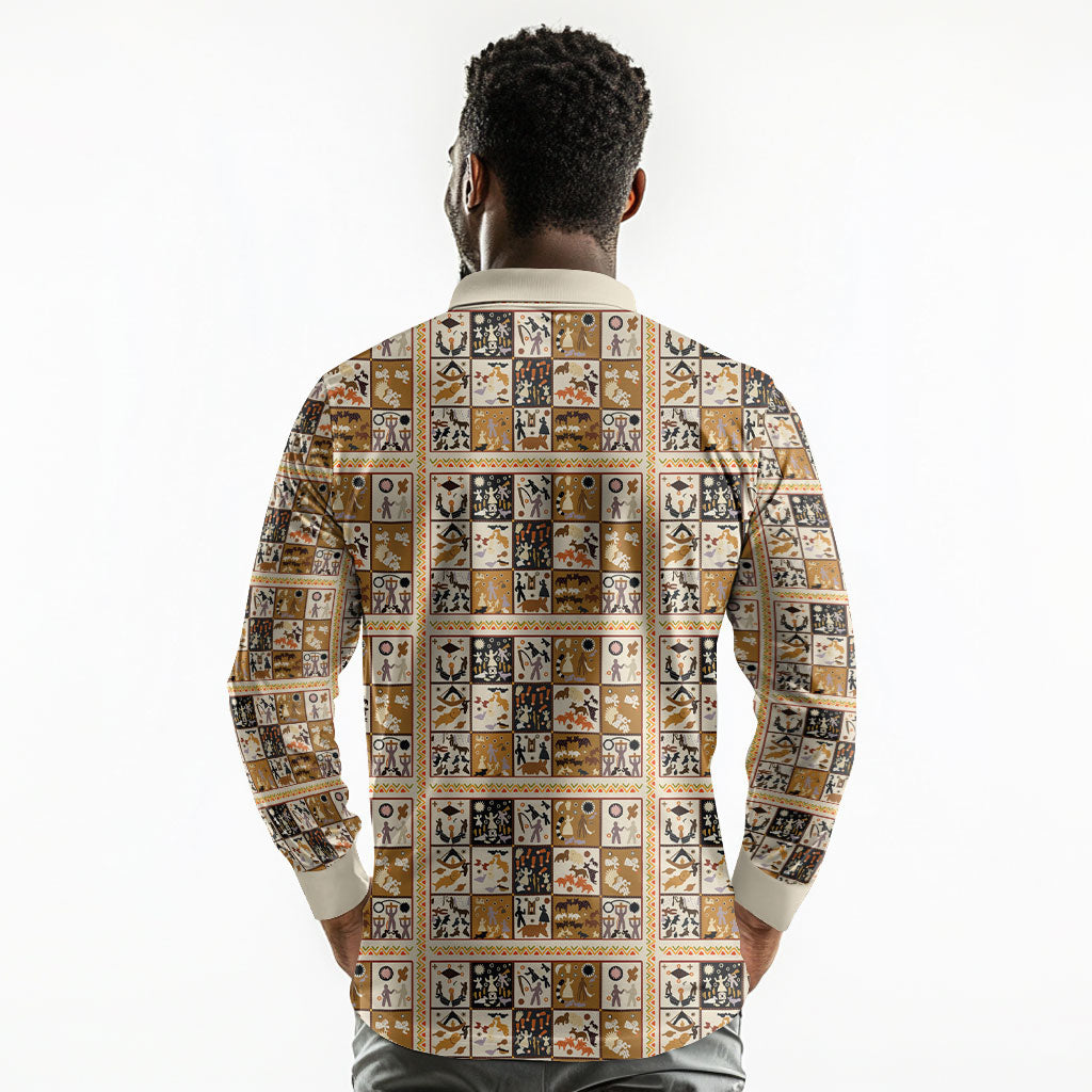 Harriet Powers 1898 Bible Quilt Long Sleeve Polo Shirt African American Folk Art