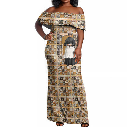 Harriet Powers 1898 Bible Quilt Off Shoulder Maxi Dress African American Folk Art