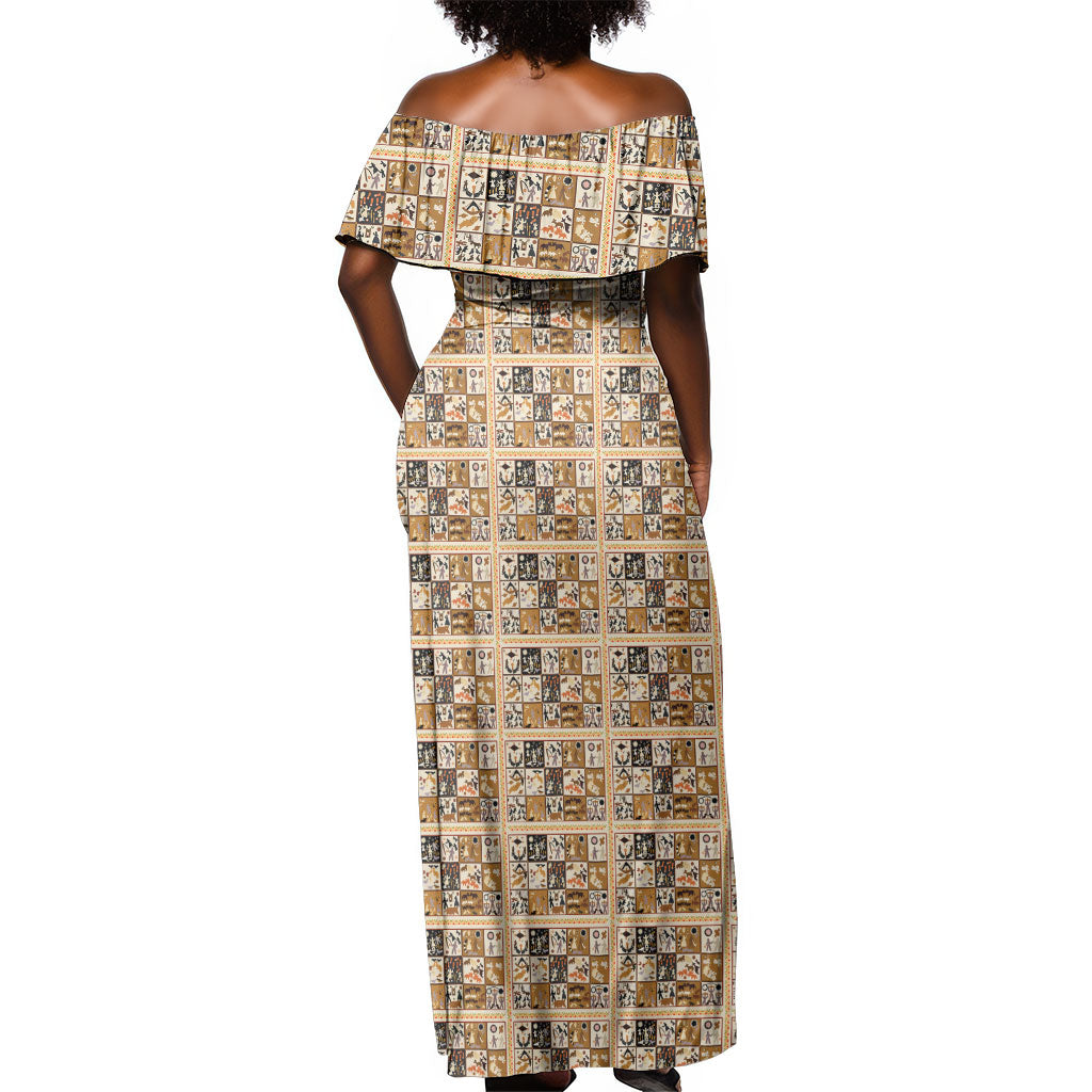 Harriet Powers 1898 Bible Quilt Off Shoulder Maxi Dress African American Folk Art