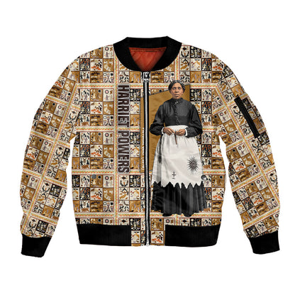 Harriet Powers 1898 Bible Quilt Sleeve Zip Bomber Jacket African American Folk Art