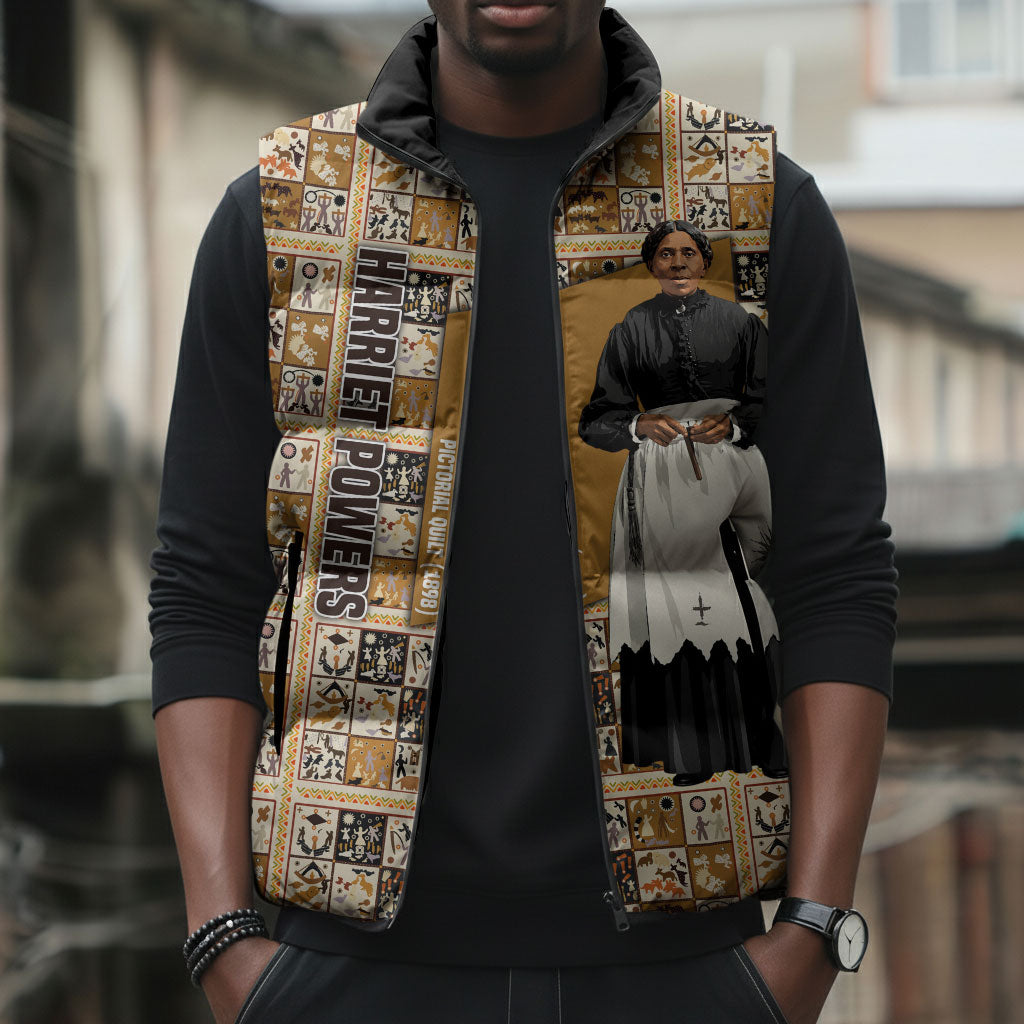 Harriet Powers 1898 Bible Quilt Sleeveless Puffer Jacket African American Folk Art