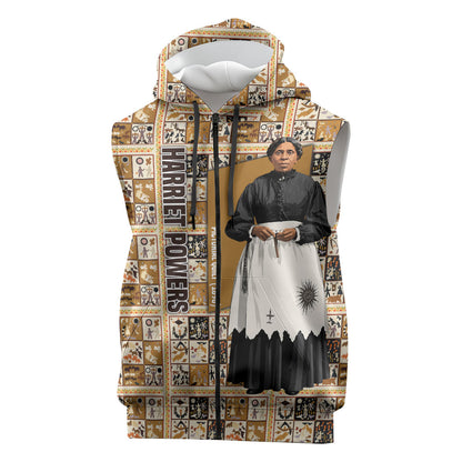 Harriet Powers 1898 Bible Quilt Sleeveless Zip Hoodie African American Folk Art