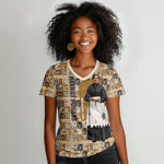 Harriet Powers 1898 Bible Quilt Women V-Neck T-Shirt African American Folk Art