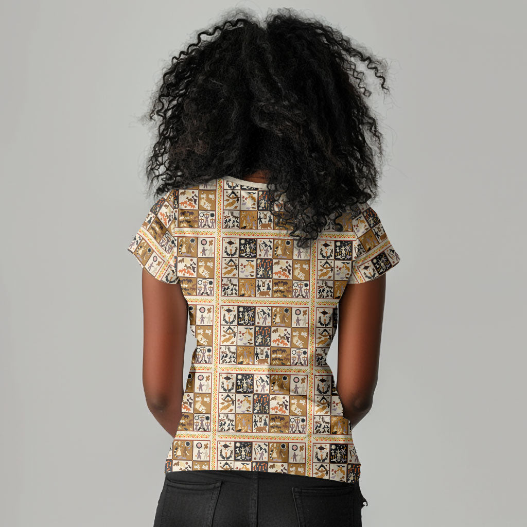 Harriet Powers 1898 Bible Quilt Women V-Neck T-Shirt African American Folk Art
