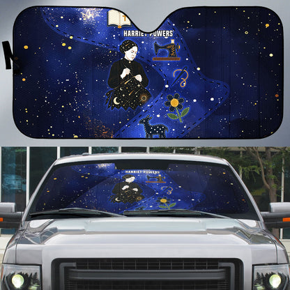 Harriet Powers Auto Sun Shade African American History - Galaxy Celestial Starry Night - Folk Art Quilter