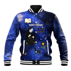 Harriet Powers Baseball Jacket African American History - Galaxy Celestial Starry Night - Folk Art Quilter