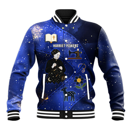 Harriet Powers Baseball Jacket African American History - Galaxy Celestial Starry Night - Folk Art Quilter