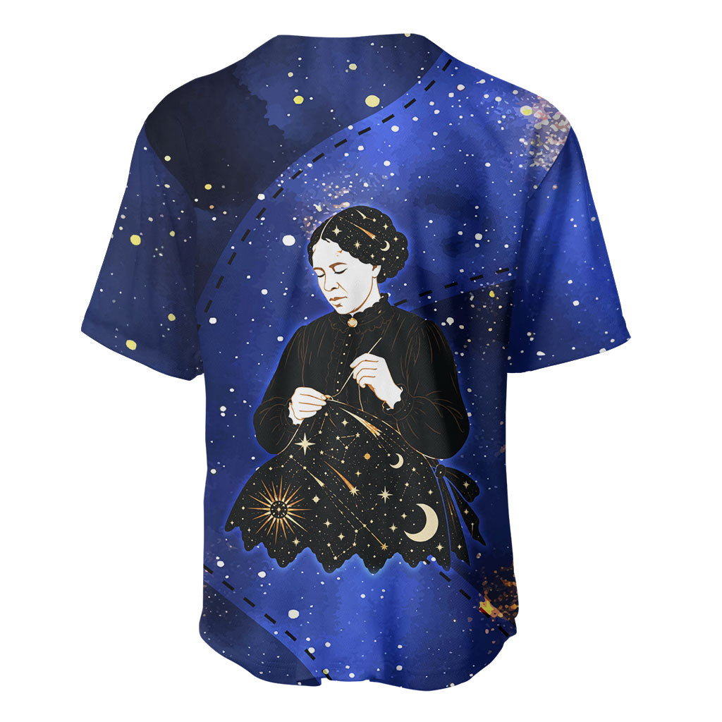 Harriet Powers Baseball Jersey African American History - Galaxy Celestial Starry Night - Folk Art Quilter