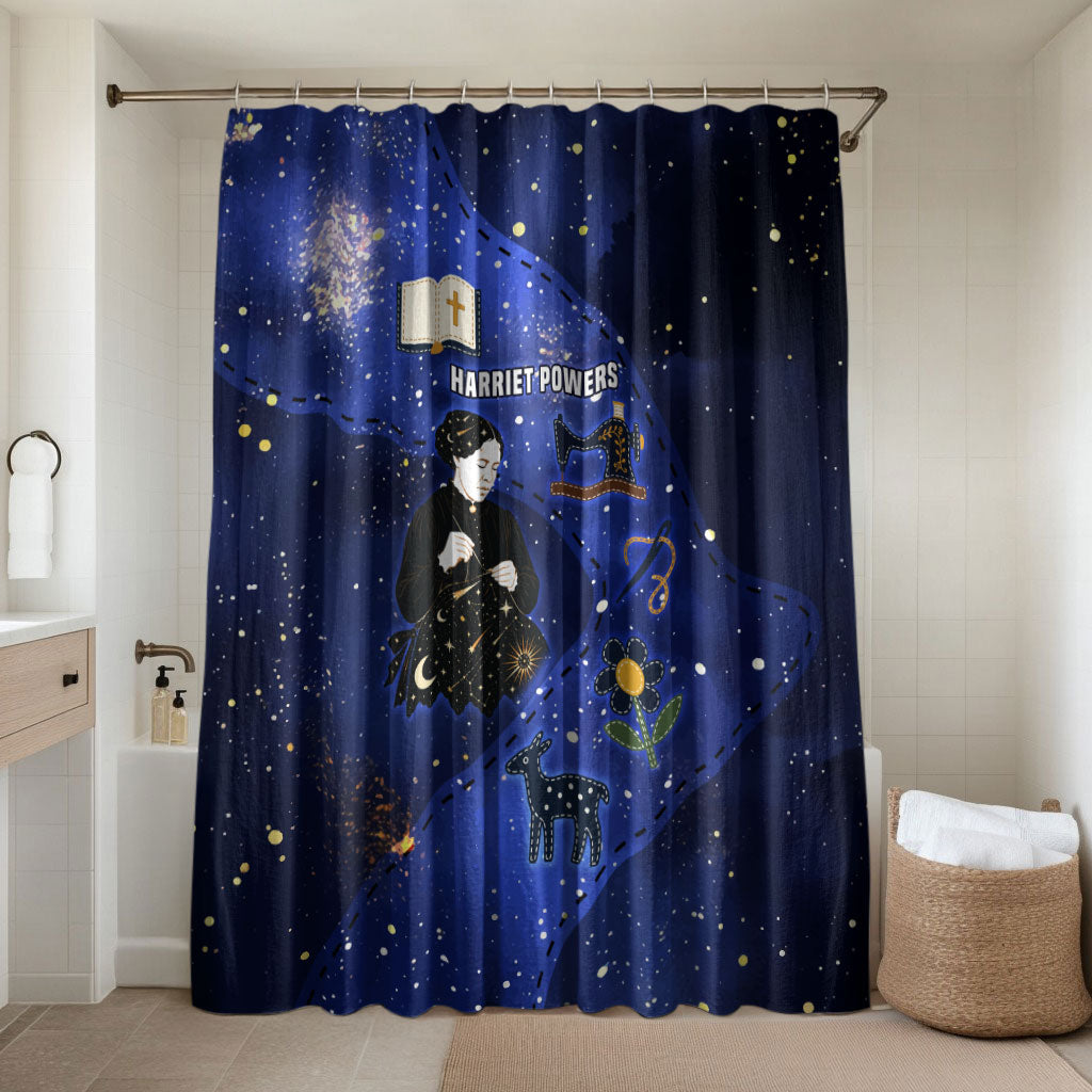 Harriet Powers Bathroom Set African American History - Galaxy Celestial Starry Night - Folk Art Quilter