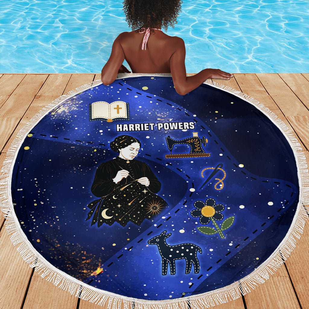 Harriet Powers Beach Blanket African American History - Galaxy Celestial Starry Night - Folk Art Quilter