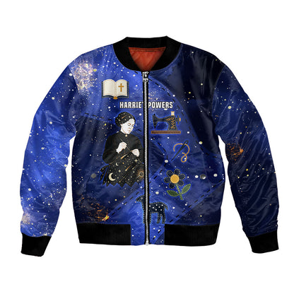 Harriet Powers Bomber Jacket African American History - Galaxy Celestial Starry Night - Folk Art Quilter