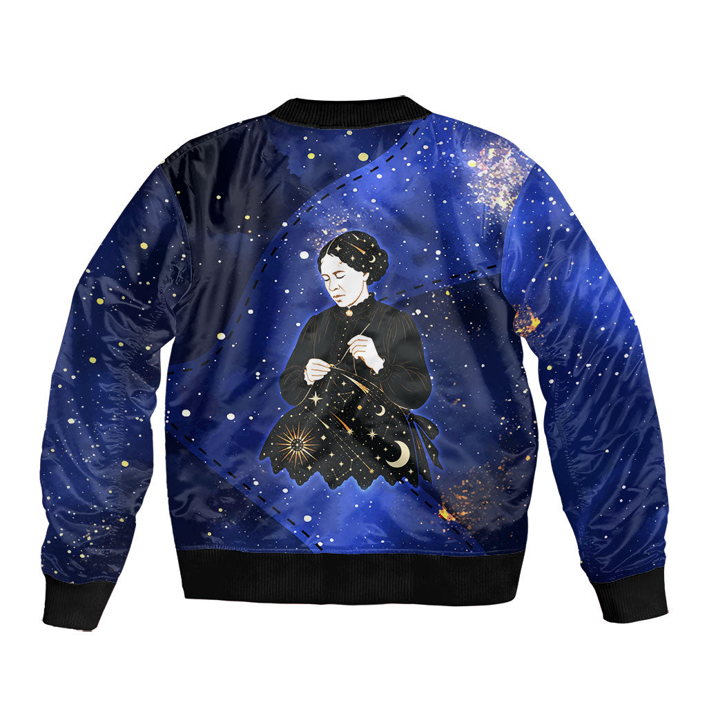 Harriet Powers Bomber Jacket African American History - Galaxy Celestial Starry Night - Folk Art Quilter