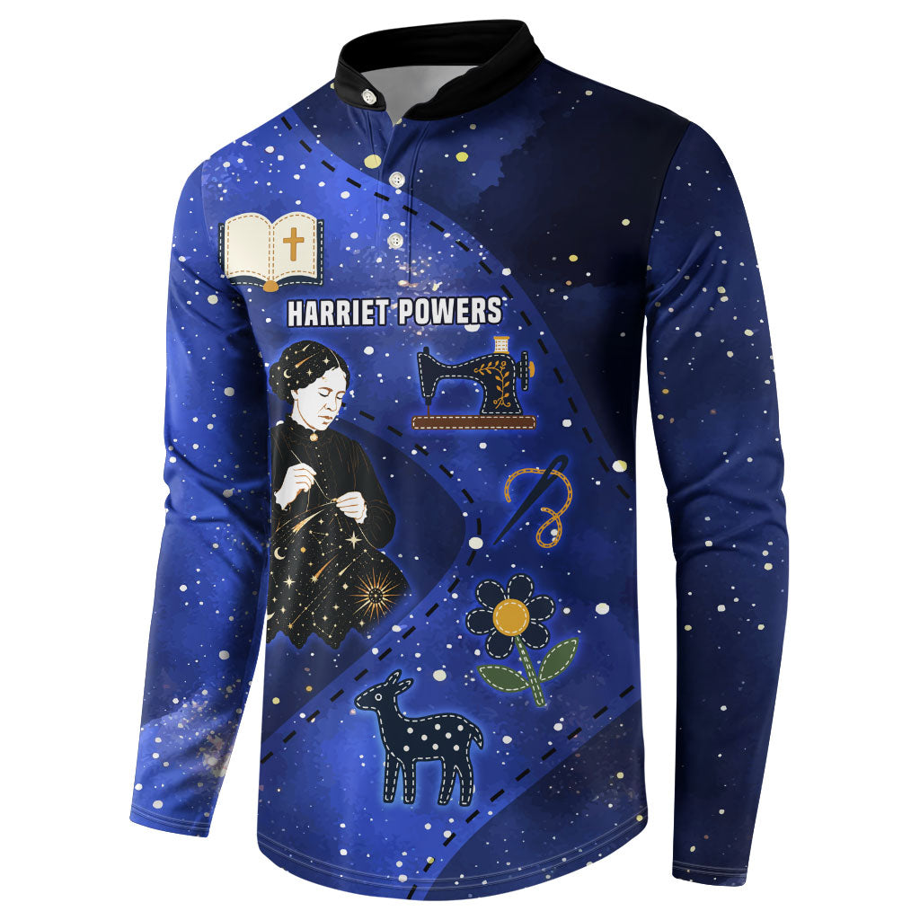 Harriet Powers Button Sweatshirt African American History - Galaxy Celestial Starry Night - Folk Art Quilter