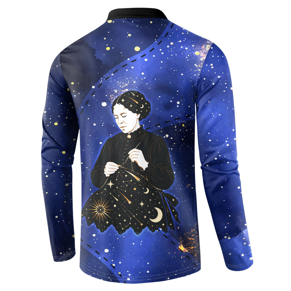 Harriet Powers Button Sweatshirt African American History - Galaxy Celestial Starry Night - Folk Art Quilter