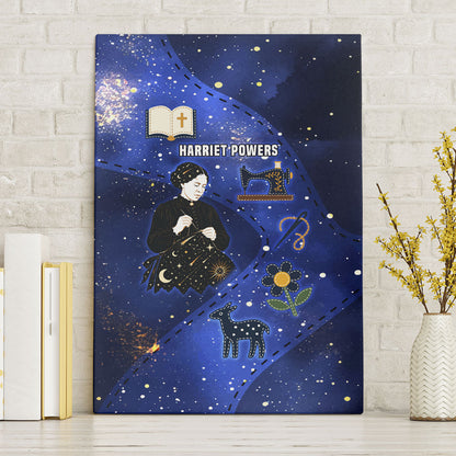 Harriet Powers Canvas Wall Art African American History - Galaxy Celestial Starry Night - Folk Art Quilter