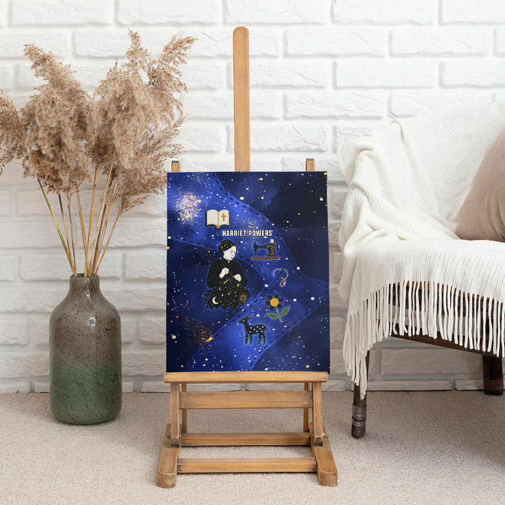 Harriet Powers Canvas Wall Art African American History - Galaxy Celestial Starry Night - Folk Art Quilter