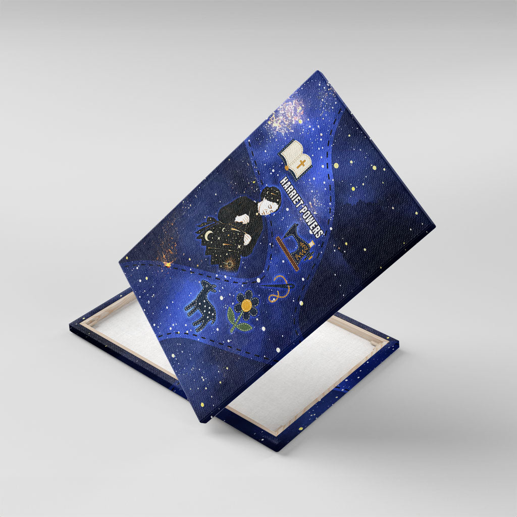 Harriet Powers Canvas Wall Art African American History - Galaxy Celestial Starry Night - Folk Art Quilter