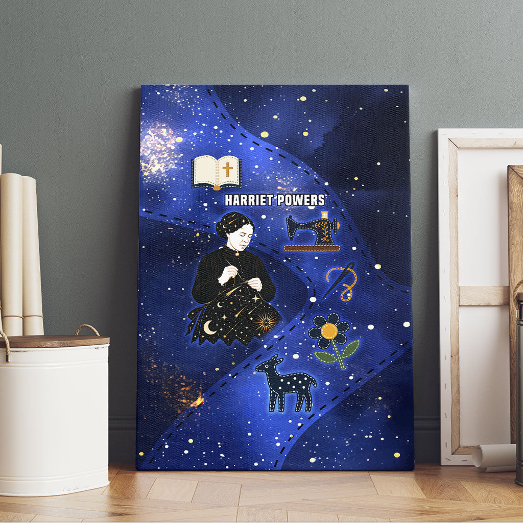 Harriet Powers Canvas Wall Art African American History - Galaxy Celestial Starry Night - Folk Art Quilter
