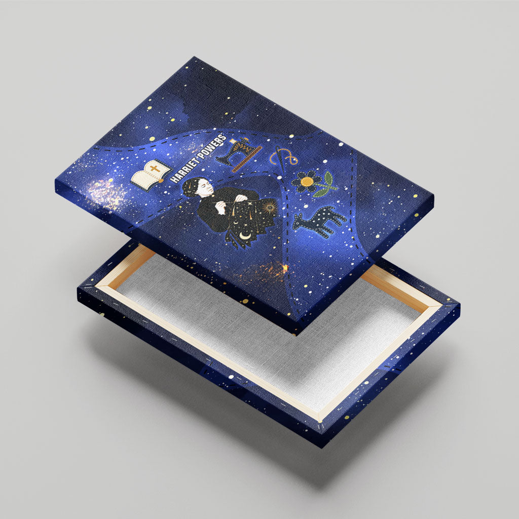 Harriet Powers Canvas Wall Art African American History - Galaxy Celestial Starry Night - Folk Art Quilter