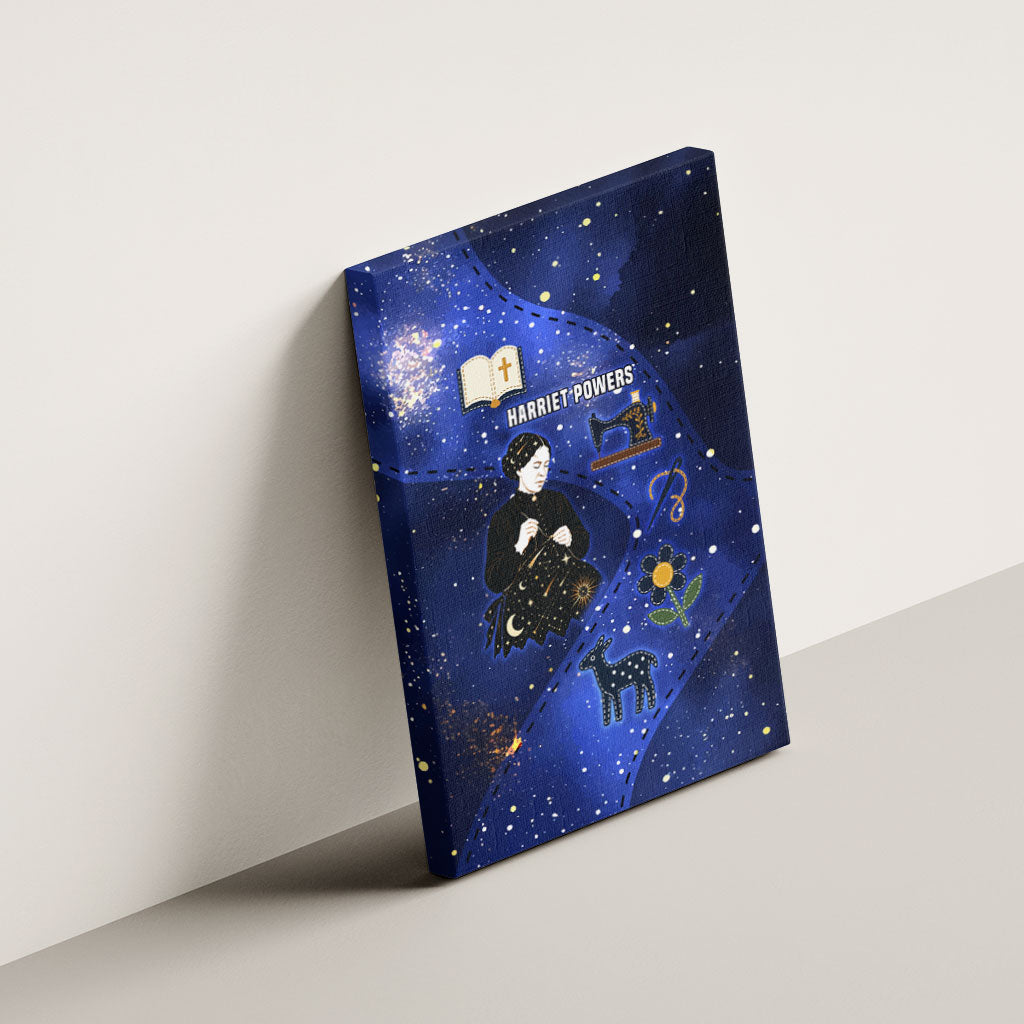 Harriet Powers Canvas Wall Art African American History - Galaxy Celestial Starry Night - Folk Art Quilter