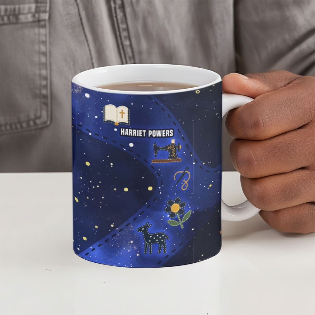 Harriet Powers Ceramic Mug African American History - Galaxy Celestial Starry Night - Folk Art Quilter