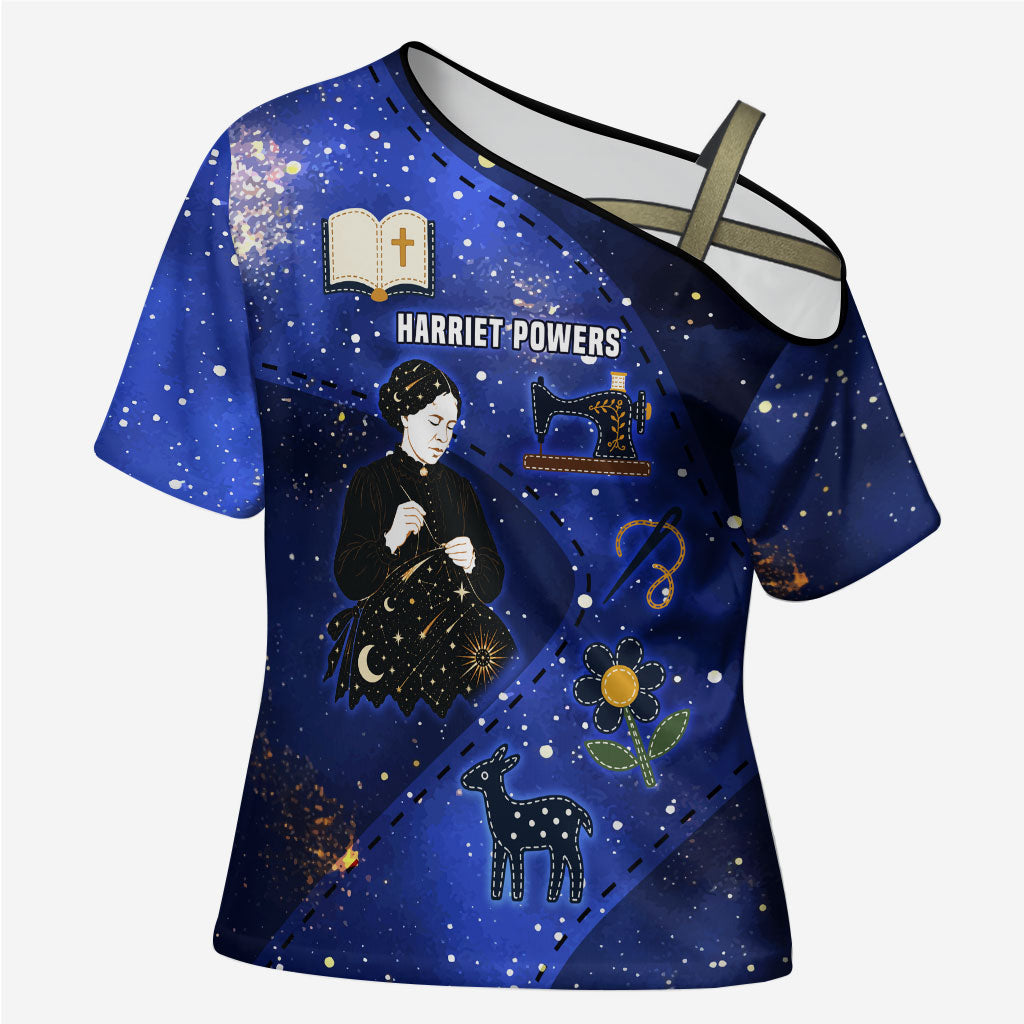 Harriet Powers Cross Shoulder Shirt African American History - Galaxy Celestial Starry Night - Folk Art Quilter