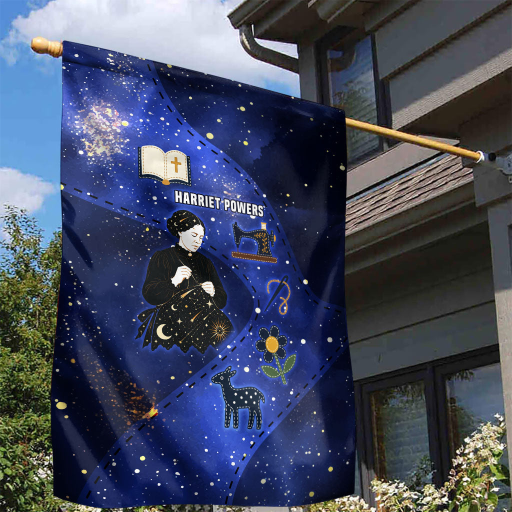 Harriet Powers Garden Flag African American History - Galaxy Celestial Starry Night - Folk Art Quilter