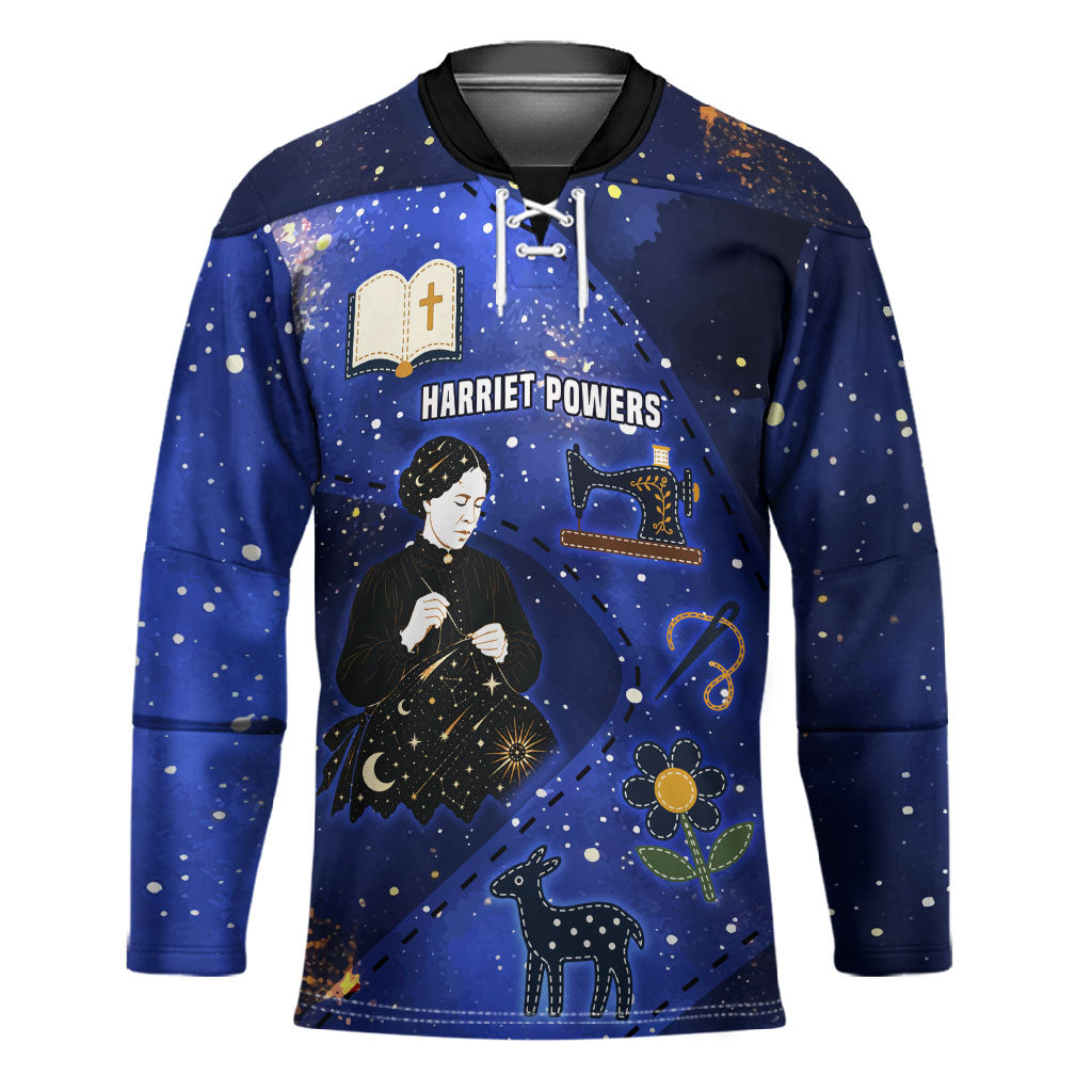 Harriet Powers Hockey Jersey African American History - Galaxy Celestial Starry Night - Folk Art Quilter