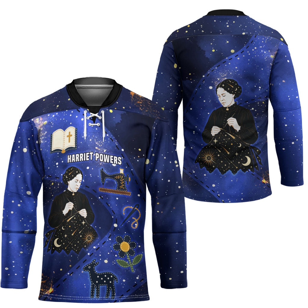 Harriet Powers Hockey Jersey African American History - Galaxy Celestial Starry Night - Folk Art Quilter