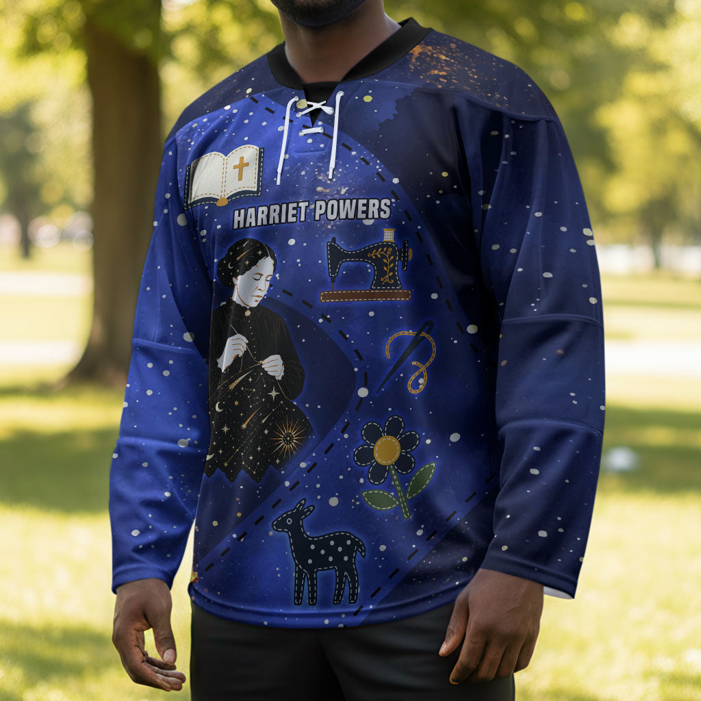 Harriet Powers Hockey Jersey African American History - Galaxy Celestial Starry Night - Folk Art Quilter