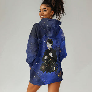Harriet Powers Hoodie Dress African American History - Galaxy Celestial Starry Night - Folk Art Quilter