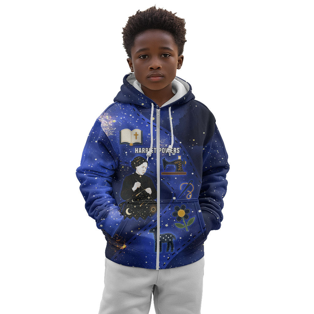 Harriet Powers Kid Hoodie African American History - Galaxy Celestial Starry Night - Folk Art Quilter