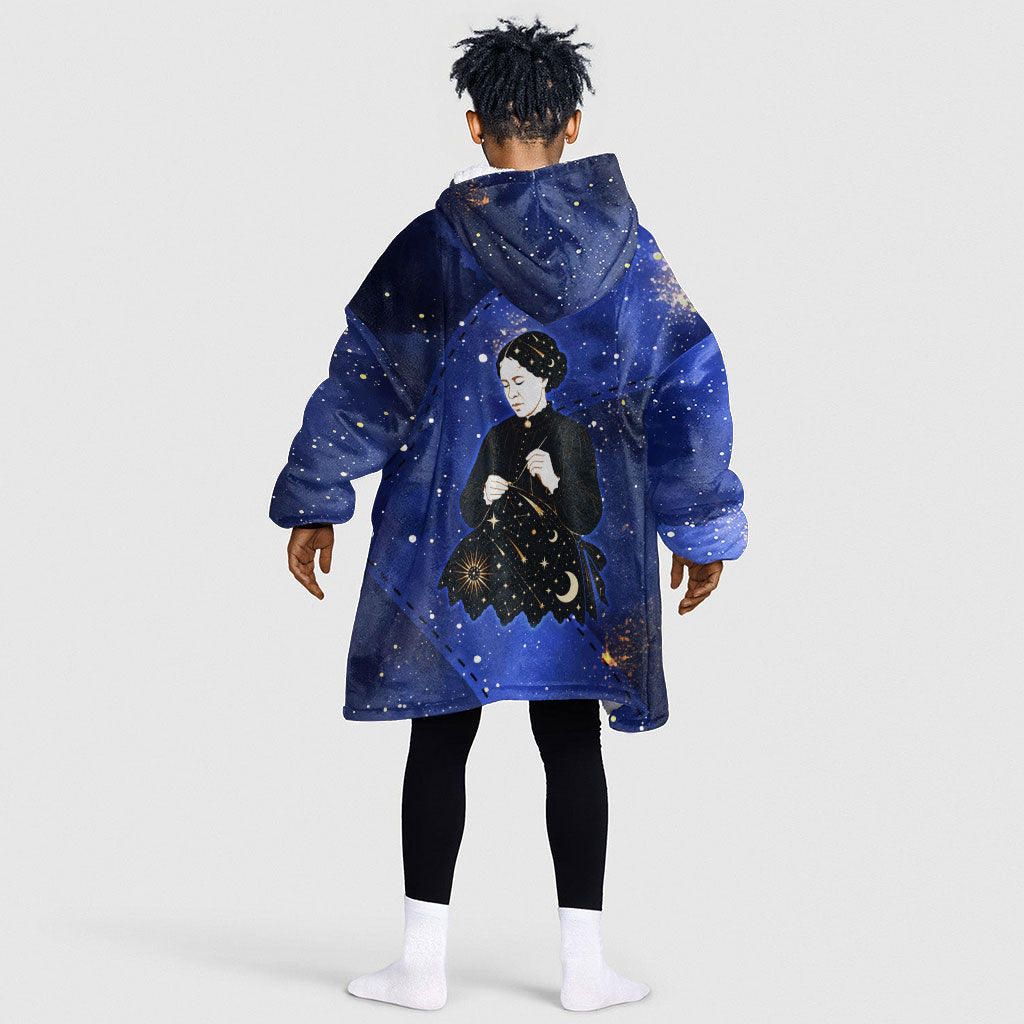 Harriet Powers Kid Wearable Blanket Hoodie African American History - Galaxy Celestial Starry Night - Folk Art Quilter