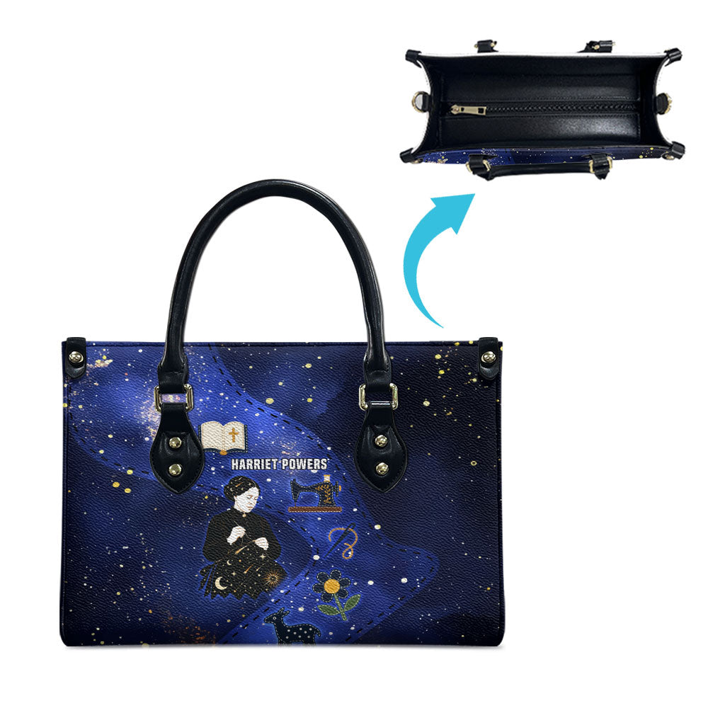 Harriet Powers Leather Bag African American History - Galaxy Celestial Starry Night - Folk Art Quilter