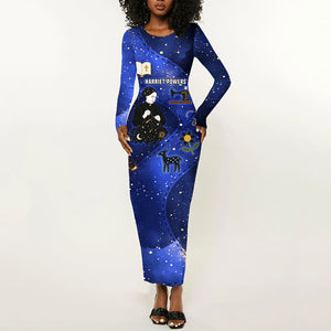 Harriet Powers Long Sleeve Bodycon Dress African American History - Galaxy Celestial Starry Night - Folk Art Quilter