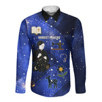 Harriet Powers Long Sleeve Button Shirt African American History - Galaxy Celestial Starry Night - Folk Art Quilter