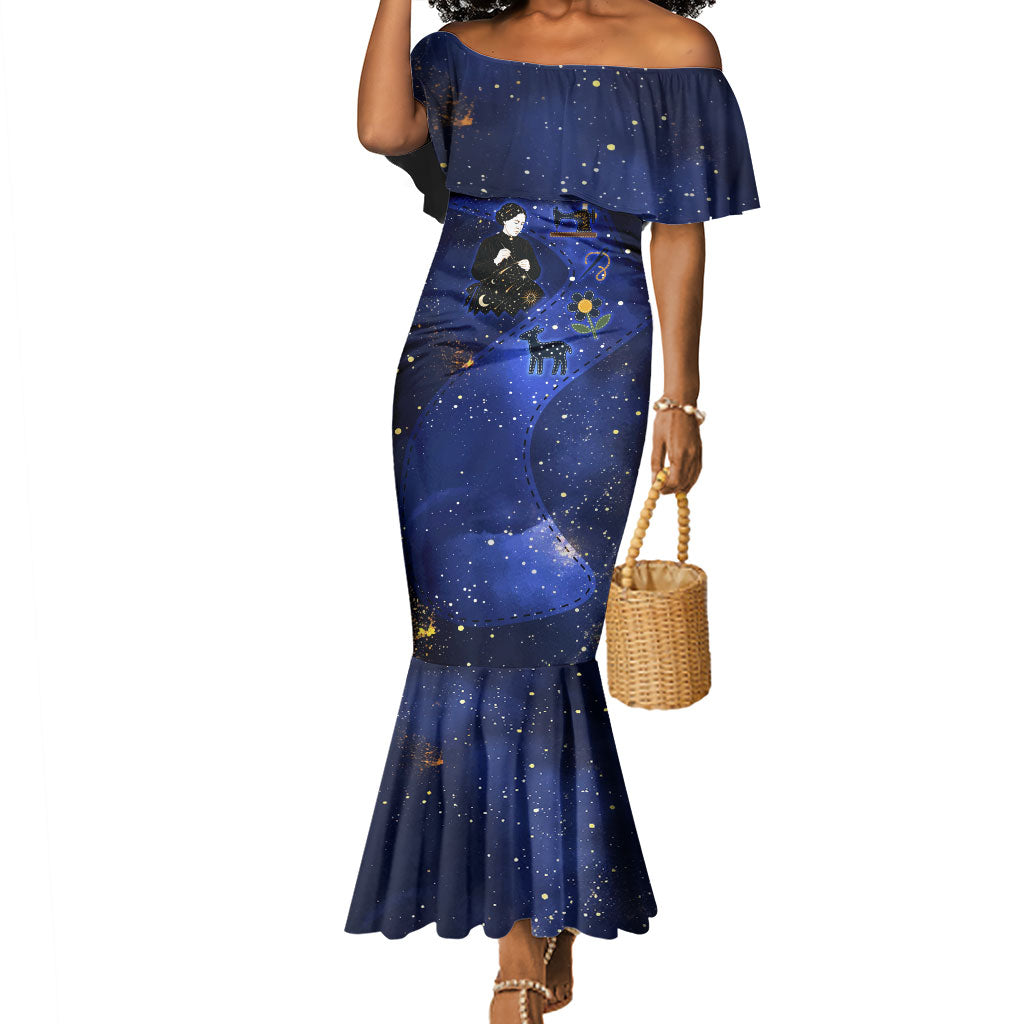 Harriet Powers Mermaid Dress African American History - Galaxy Celestial Starry Night - Folk Art Quilter