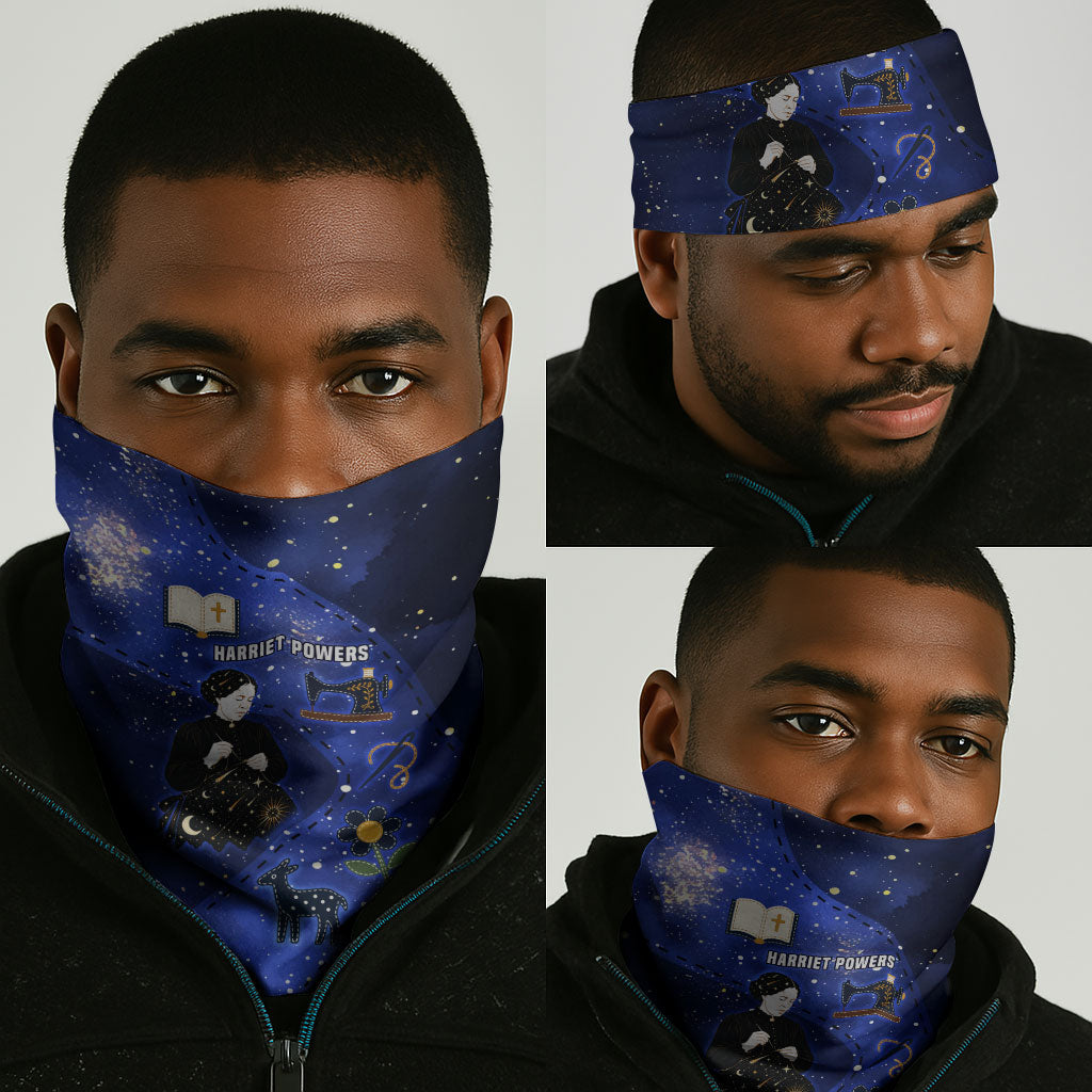 Harriet Powers Neck Gaiter African American History - Galaxy Celestial Starry Night - Folk Art Quilter