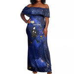 Harriet Powers Off Shoulder Maxi Dress African American History - Galaxy Celestial Starry Night - Folk Art Quilter