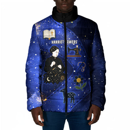 Harriet Powers Padded Jacket African American History - Galaxy Celestial Starry Night - Folk Art Quilter