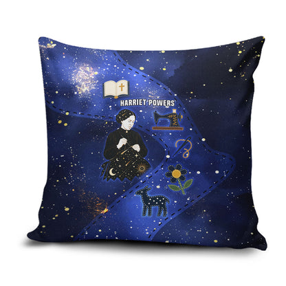 Harriet Powers Pillow Cover African American History - Galaxy Celestial Starry Night - Folk Art Quilter