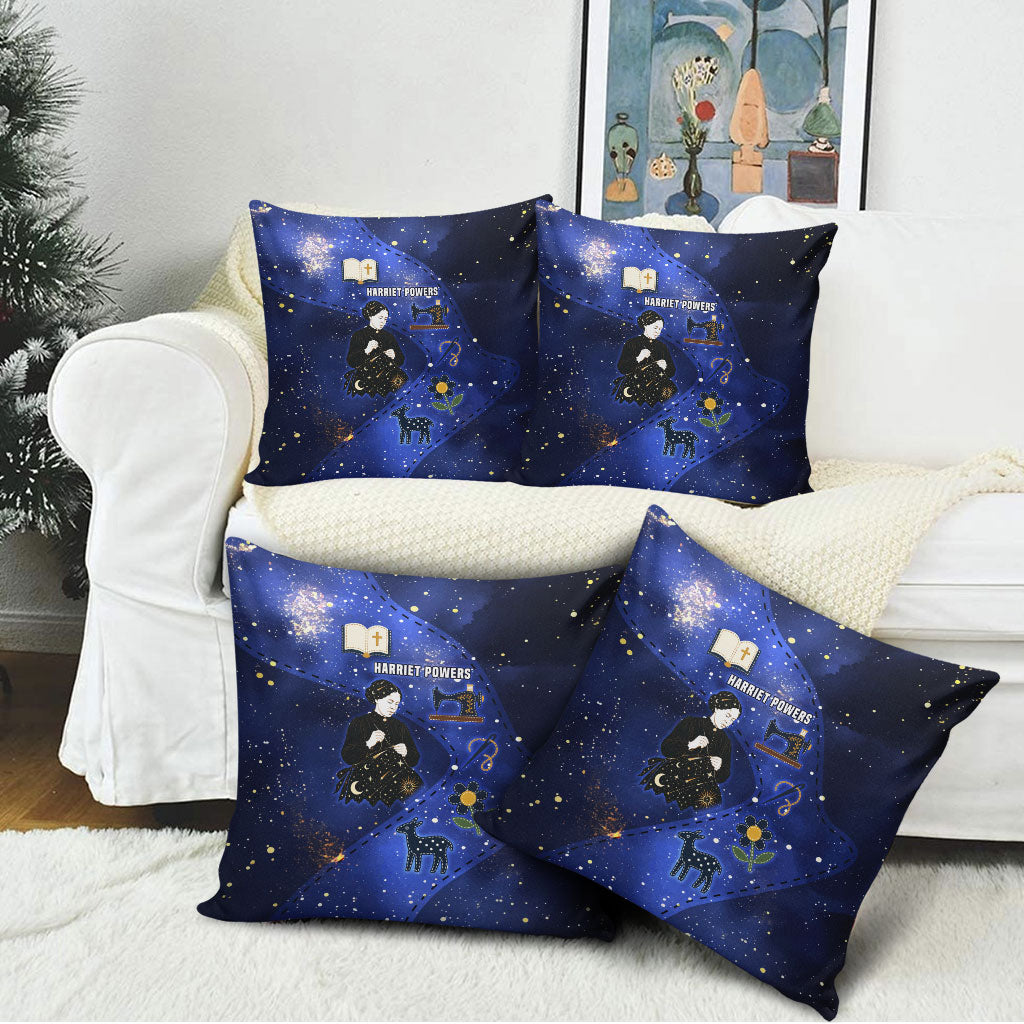 Harriet Powers Pillow Cover African American History - Galaxy Celestial Starry Night - Folk Art Quilter