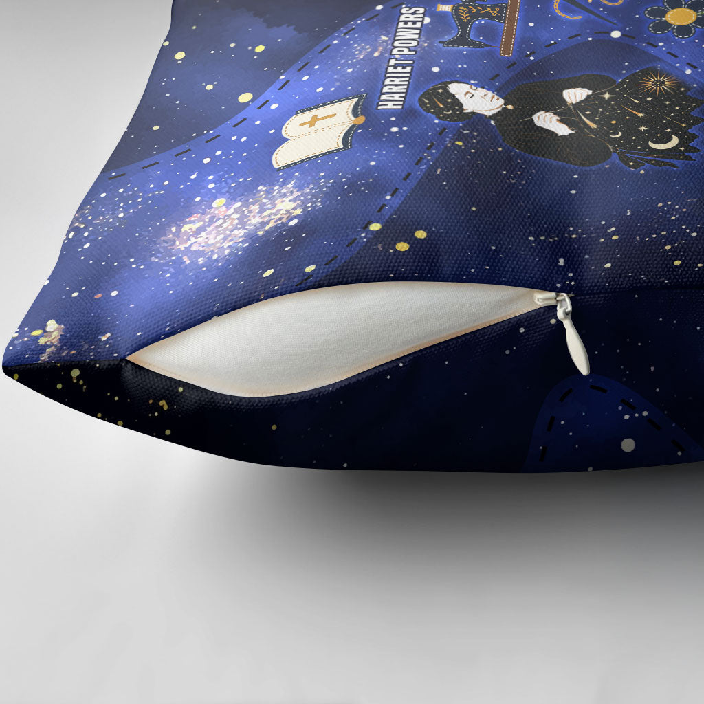 Harriet Powers Pillow Cover African American History - Galaxy Celestial Starry Night - Folk Art Quilter