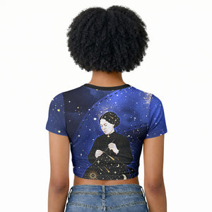 Harriet Powers Raglan Cropped T shirt African American History - Galaxy Celestial Starry Night - Folk Art Quilter