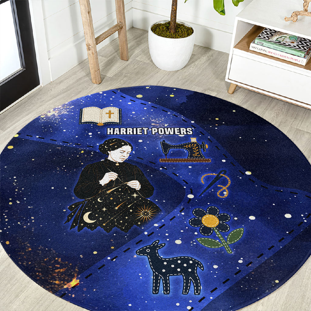 Harriet Powers Round Carpet African American History - Galaxy Celestial Starry Night - Folk Art Quilter