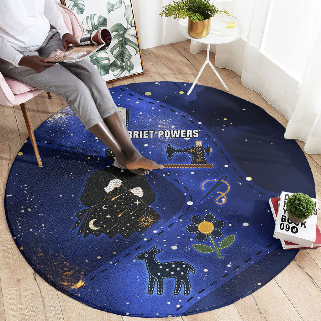 Harriet Powers Round Carpet African American History - Galaxy Celestial Starry Night - Folk Art Quilter