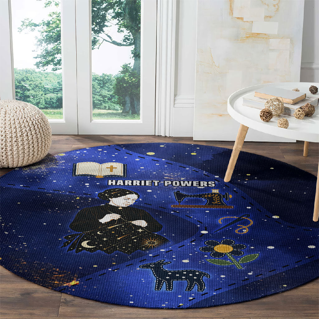 Harriet Powers Round Carpet African American History - Galaxy Celestial Starry Night - Folk Art Quilter
