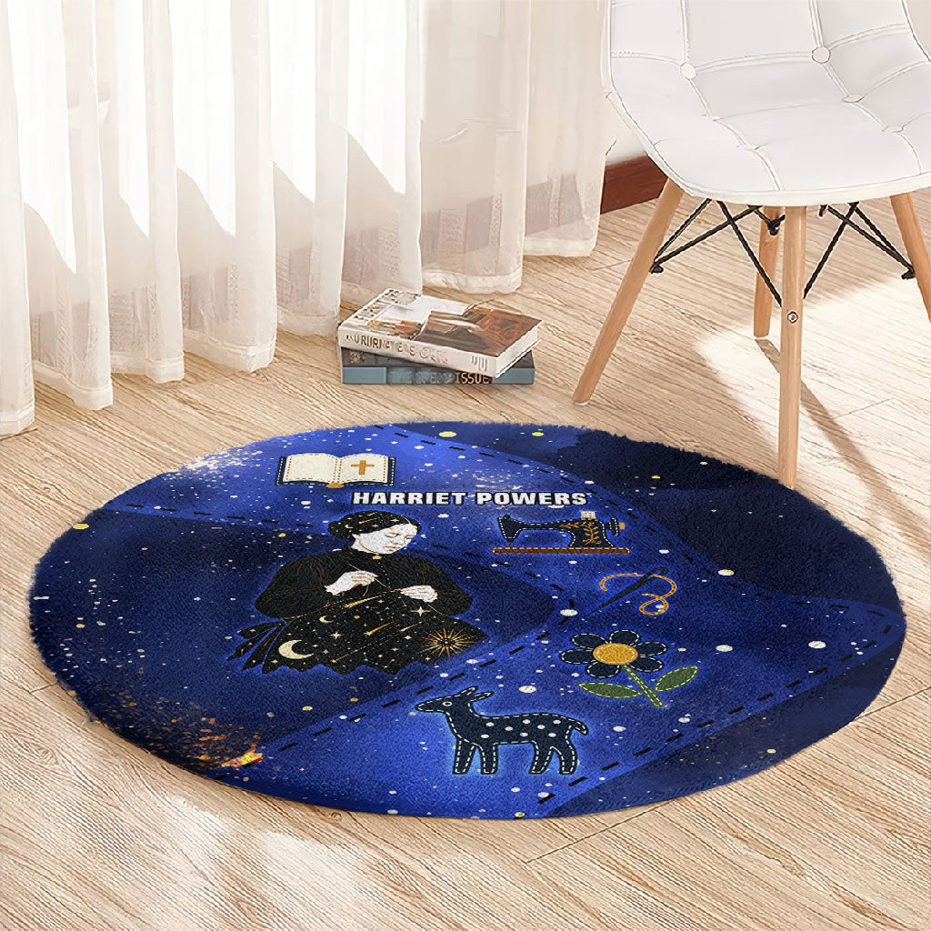 Harriet Powers Round Carpet African American History - Galaxy Celestial Starry Night - Folk Art Quilter